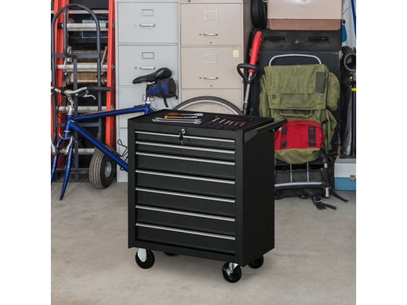 Servante d’atelier en acier noir 69 × 33 × 75 cm, 7 tiroirs dont 2 petits et 5 grands, charge max. 150 kg - Conforama B