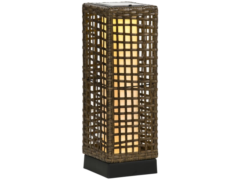  Lampe solaire led en rotin, étanche, avec capteur crépusculaire, 15,5 x 15,5 x 46 cm, jardin et terrasse  - Conforama A