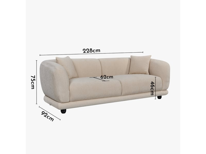  Canapé 3 places en tissu beige  - Conforama E