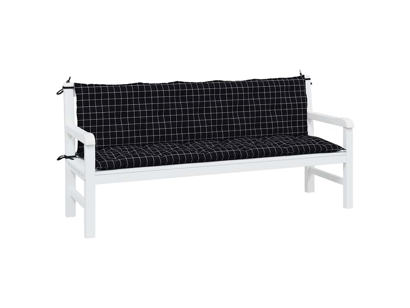  Lot de 2 coussins de banc de jardin, coussins d'assise motif à carreaux noir cf58664  - Conforama C