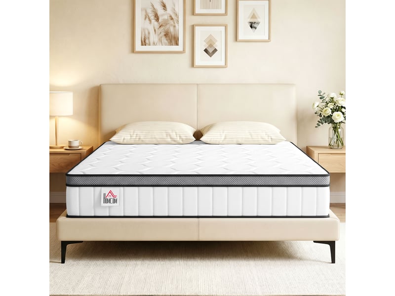  Matelas 140 x 190 cm, matelas à ressorts ensachés 7 zones mousse à mémoire forme au gel rafraîchissant, 20cm d'épaisseur  - Conforama D