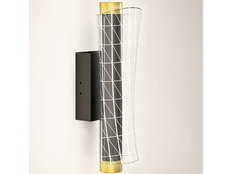  Applique murale intérieure avec éclairage led. Design quadrillé. Lampe de chevet en métal à intensité variable. Noire.  - Conforama B
