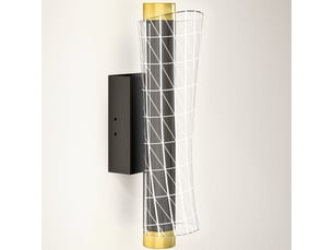 Applique murale intérieure avec éclairage led. Design quadrillé. Lampe de chevet en métal à intensité variable. Noire.