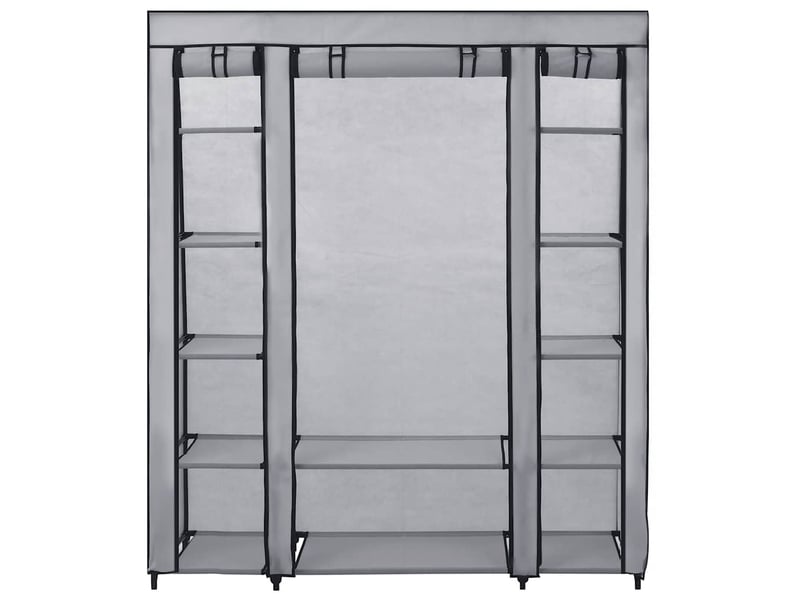  Armoire avec compartiments et tiges gris 150x45x176 cm tissu  - Conforama D
