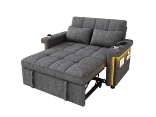 Canapé droit convertible <strong>MODENVIE</strong> <strong></strong> 2 places Polyester gris