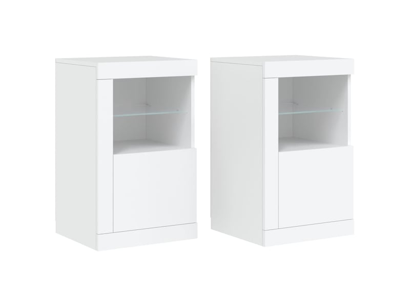  Armoires latérales éclairage led 2 pcs blanc bois d'ingénierie  - Conforama A