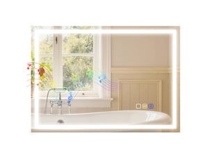 Miroir de salle de bain antibuée avec éclairage led réglable, haut-parleur bluetooth, boutons tactiles, 50 x 70 cm