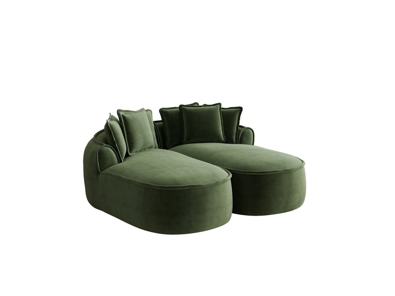 Canapé modulable convertible en lit avec assise profonde et coussins, pour salon, en chenille vert - Conforama A