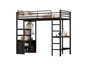 Lit mezzanine 90x200 cm MEUBLIV coloris noir