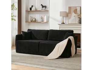 Canapé convertible 182x88x84 cm 2 places métal bois noir