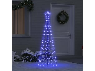 Arbre de noël, sapin de noël led avec piquets au sol bleu 250 cm fer