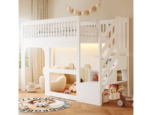 Lit mezzanine 90x200 cm <strong>HAVRYA</strong>  <strong></strong> coloris blanc