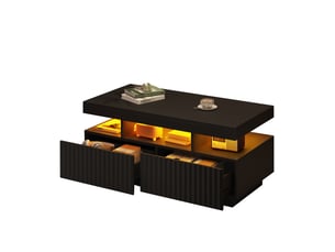 Table basse rectangulaire coloris noir <strong>MERAX</strong> <strong>table basse noir</strong> - 50 cmx100 cm