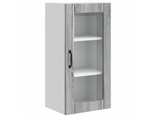 Meuble mural de cuisine, cabinet en verre mural gris sonoma 40x31x80cm