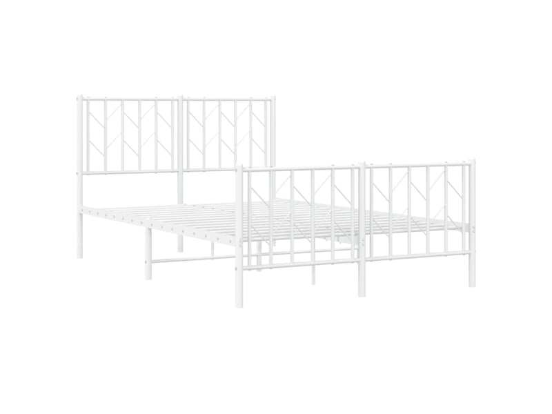  Lit double- lit adulte -  cadre de lit métal sans matelas et pied de lit blanc 120x200 cm  - Conforama C