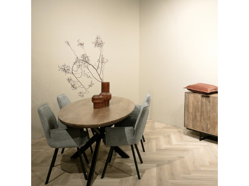 Macy-table à manger ovale 68 personnes 180 cm en bois massif - Conforama B