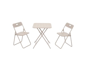 Ensemble table et chaises de jardin pliantes avec 2 chaises et 1 table, acier avec finition e-coating beige