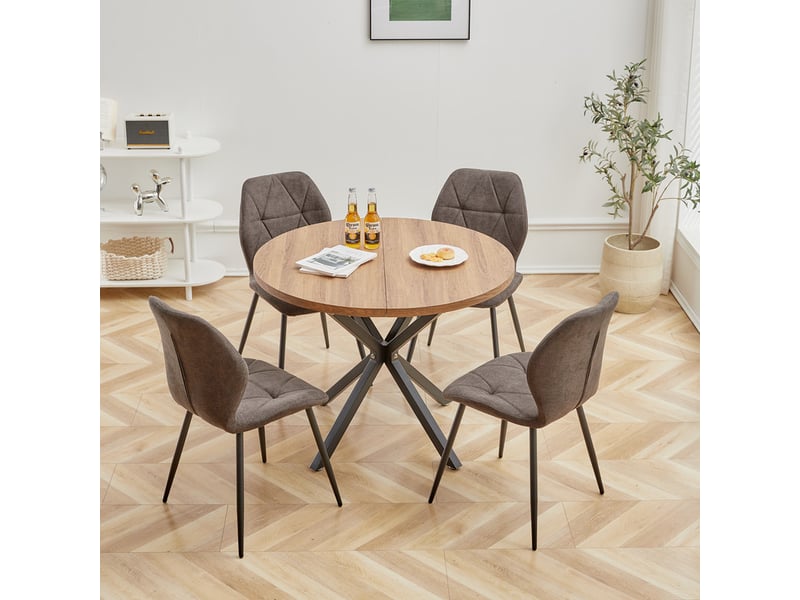  Lot de 6 chaises - chaise de salle à manger vintage en forme de diamant - chaise en lin - pieds en métal(marron) Grand-house - Conforama D