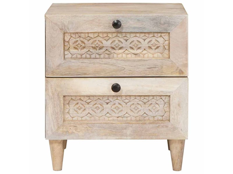 Table de chevet beige 40 x 33 x 46 cm bois d'acacia massif - Conforama C