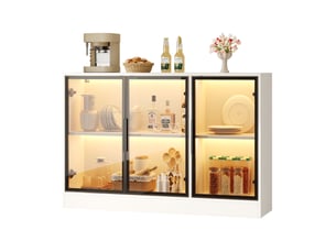 Vitrine coloris blanc 2 étagère(s) <strong>CRAVDOM</strong> <strong></strong> - 120 cmx73 cm