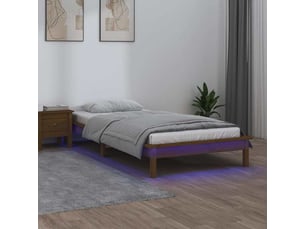 Lit adulte, lit simple, cadre de lit à led sans matelas 100x200cm bois massif cf66