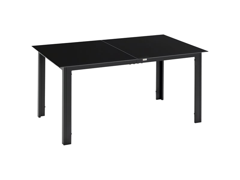  Table de jardin rectangulaire pour 6 personnes, plateau en verre et aluminium, 150 x 90 cm, noire  - Conforama A