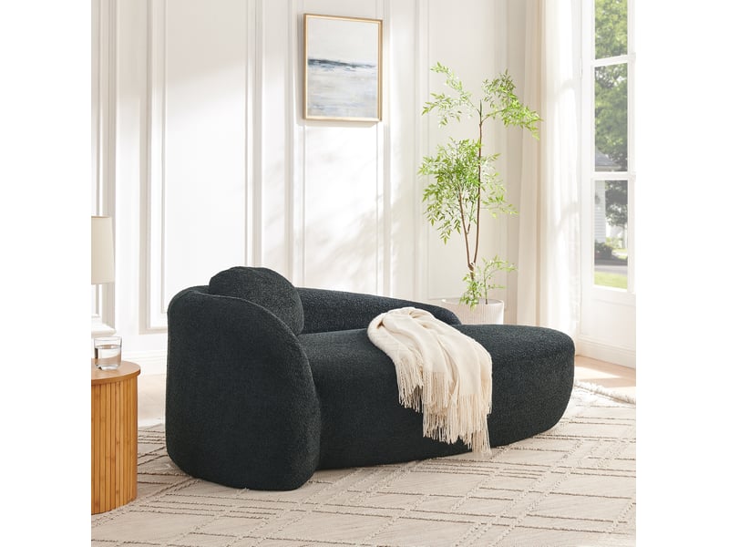  Canapé 1 place en tissu bouclette noir 170x96x62 cm  - Conforama E