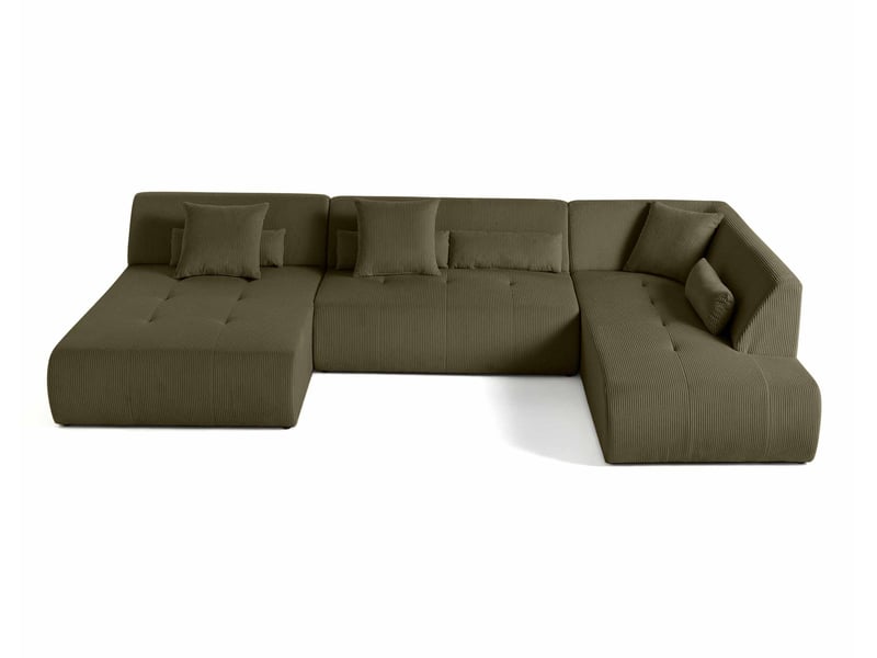  Onyx - canapé panoramique modulable d'angle droit 7 places - en velours côtelé - lisa design - vert ONYX - Conforama A