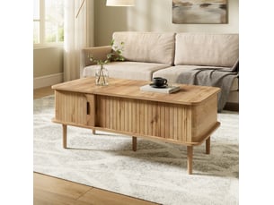 Table basse rectangulaire coloris naturel <strong>HAVRYA</strong> <strong></strong> - 48 cmx100 cm