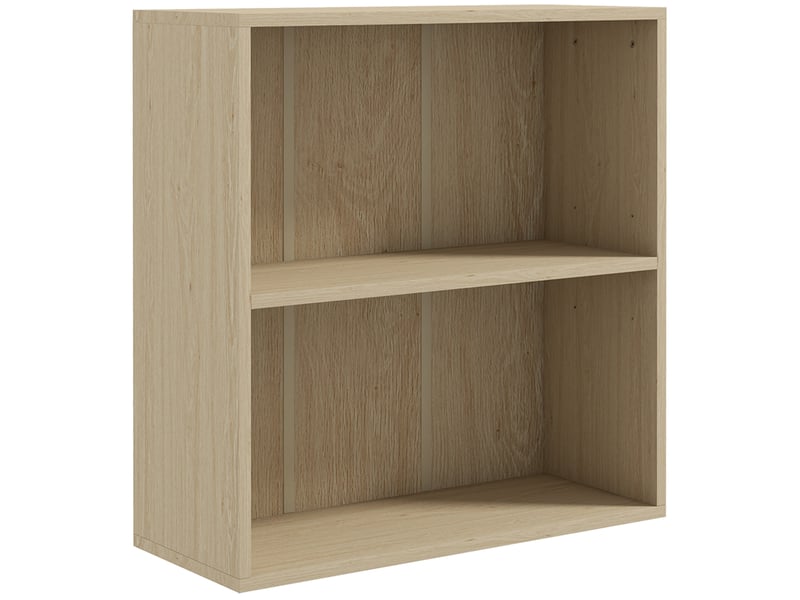 Bibliothèque étagère de rangement avec 2 compartiments et étagère réglable, 60 x 24 x 63 cm, effet bois naturel  - Conforama A