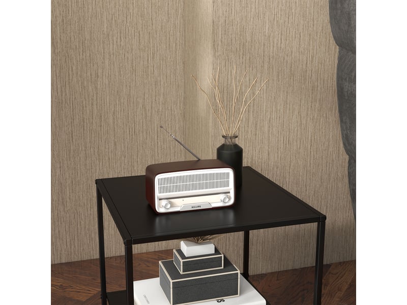  Table basse d'appoint carrée style industriel en métal noir avec une étagère - 40 x 40 x 45 cm noir  - Conforama R
