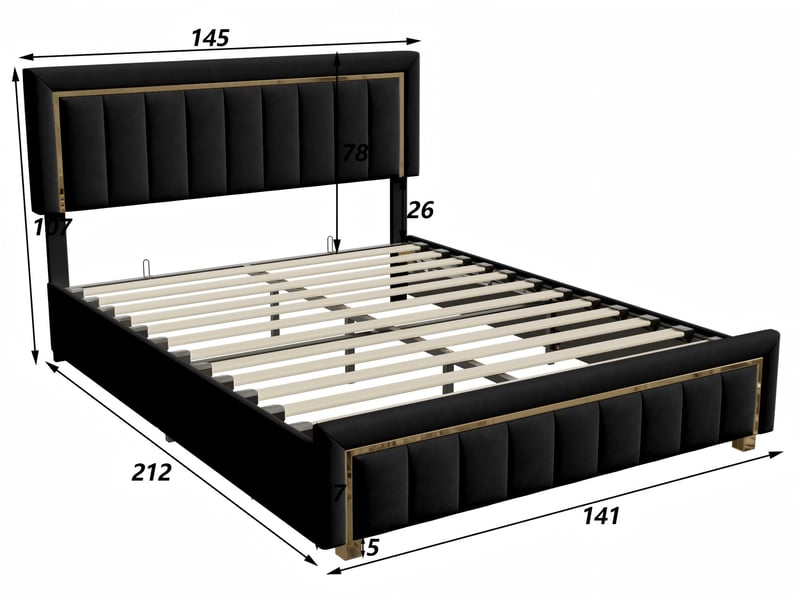  Lit 2 places 140x200 cm - tiroirs de rangement - led rgb intégrée - velours - ports usb + type-c - tête de lit avec rangement  - Conforama C