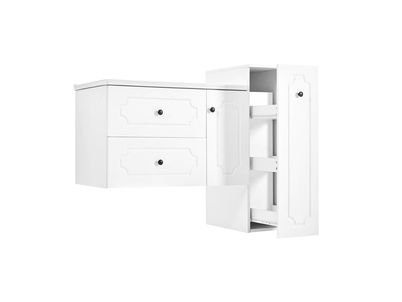 Ensemble meuble de salle de bain 107 cm avec vasque céramique et rangements - Conforama E