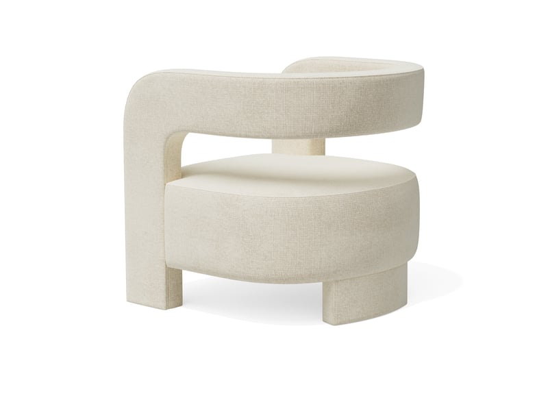  Fauteuil en velours chenillé crème perle CF18VCCR - Conforama C