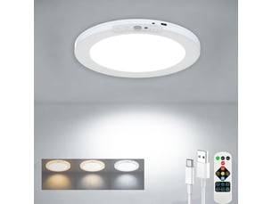 Plafonnier led rechargeable sans fil à détection de mouvement, 8000 mah, 3 températures de couleur, télécommande, 19 cm