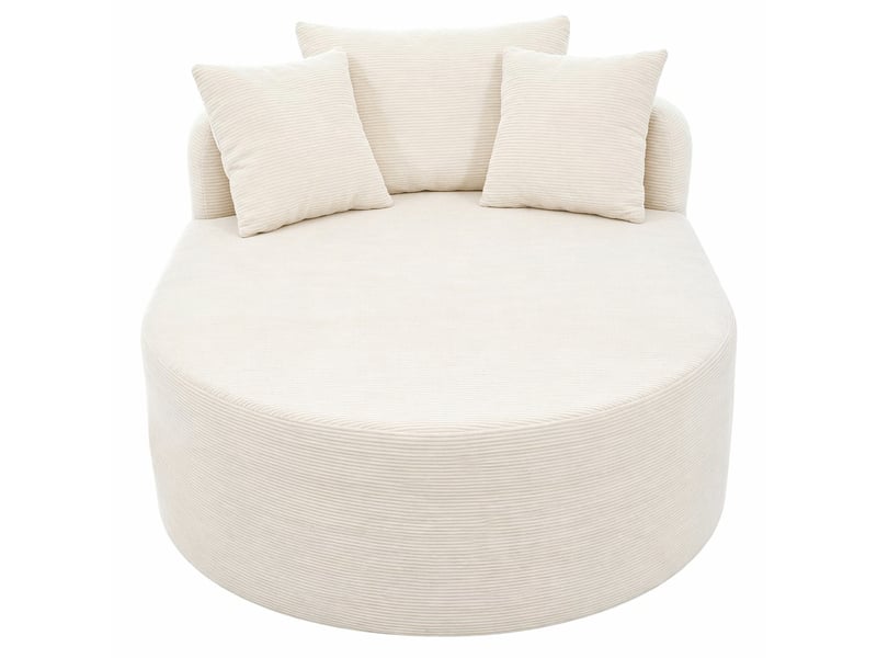  Fauteuil lounge ovale en velours côtelé, assise profonde 122 cm, sans montage  - Conforama A