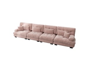 Canapé d'angle convertible modenvie 4 places modulaire en chenille rose 406 x 77 x 81 cm