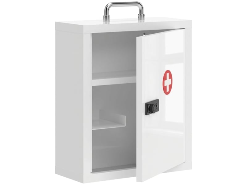  Armoire à pharmacie murale en acier blanc, 3 niveaux, serrure à code, pour premiers secours  - Conforama A