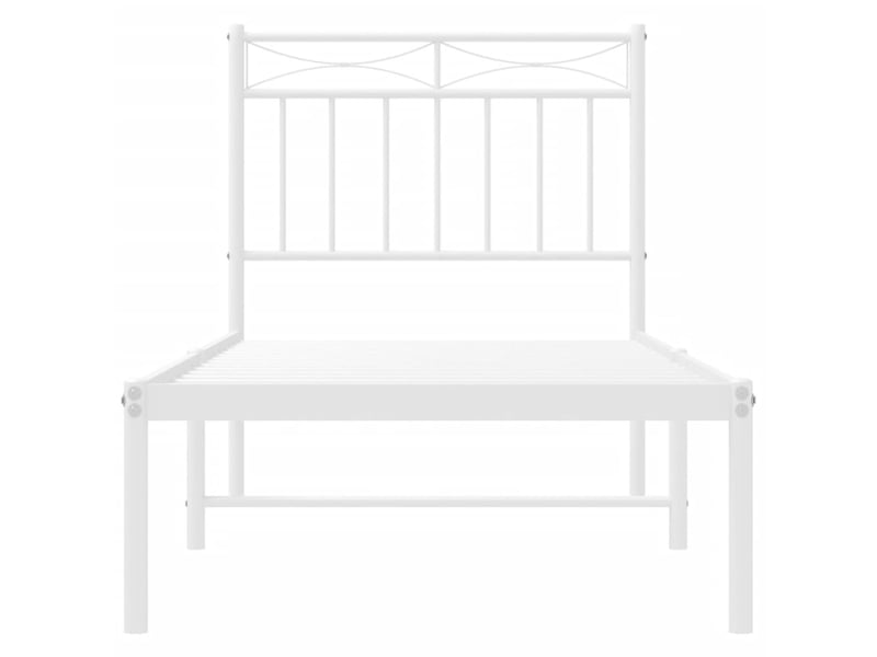  Lit simple- lit adulte -  cadre de lit métal sans matelas avec tête de lit blanc 80x200cm  - Conforama D
