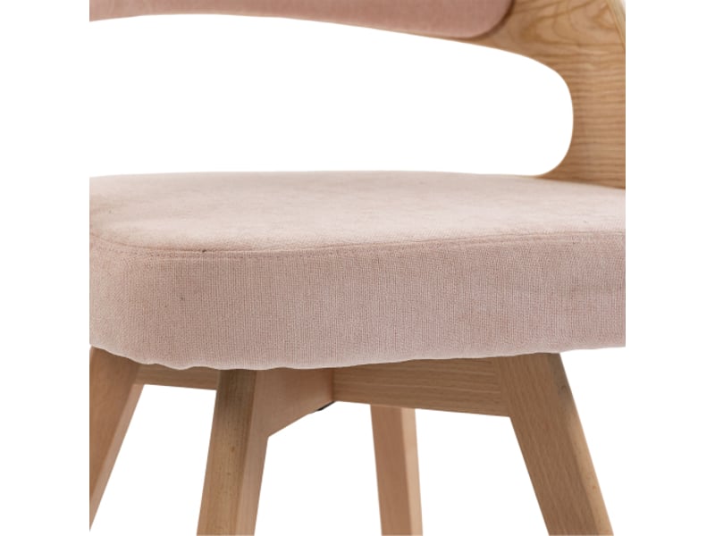 Chaises de salle à manger en bois moderne – ensemble de 2, pivotantes, dossiers incurvés, coussins coton-lin rose-lin - Conforama D