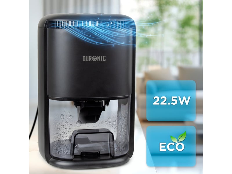  Duronic dh07 bk déshumidificateur 22,5w jusqu'à 200 ml d'eau par jour réservoir d'1 litre compact et silencieux idéal pour petits espaces  - Conforama C