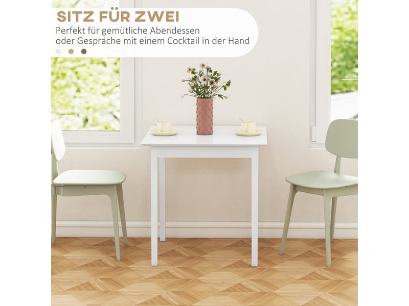 Table à manger carrée 2 personnes en pin massif blanc 75 x 75 x 76 cm  - Conforama D
