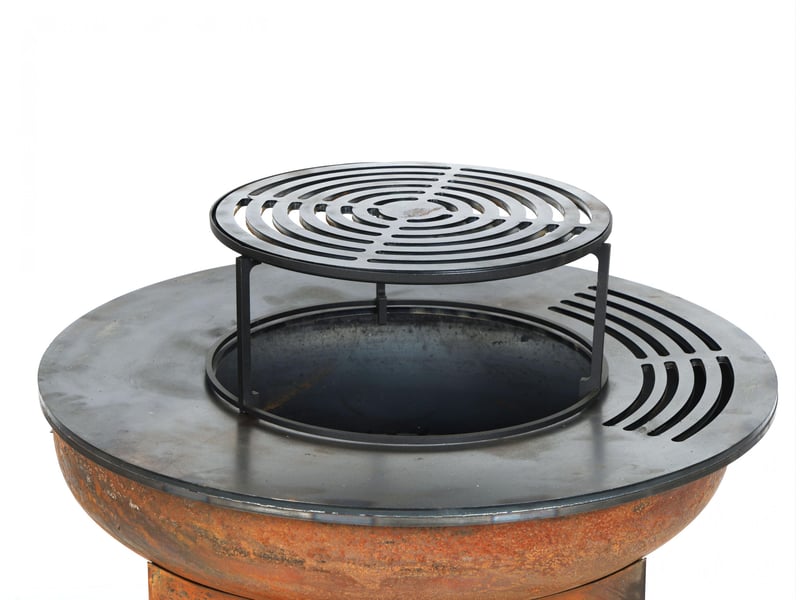  Barbecue rond avec plaque d'acier rond et grill en acier corten EFP58RCO - Conforama E