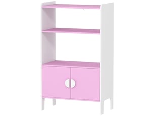 Bibliothèque enfant roseblanc, 2 étagères, 2 placards, anti-basculement, pieds antidérapants, mdf