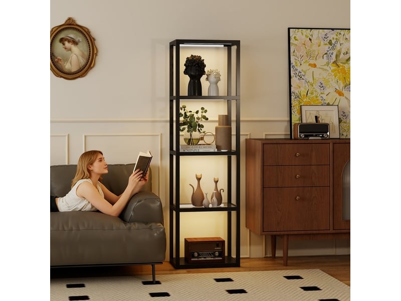  Lampadaire led rgb 45x29x157 cm à 4 niveaux bois noir  - Conforama D