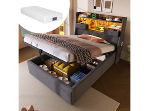Lit simple 90x200 cm <strong></strong>  <strong></strong> coloris gris