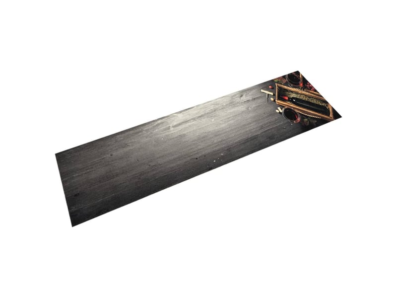 Tapis de cuisine lavable élégant imprimé bouteille de vin 300 x 60 cm antidérapant en velours bleu 02_0056443  - Conforama A