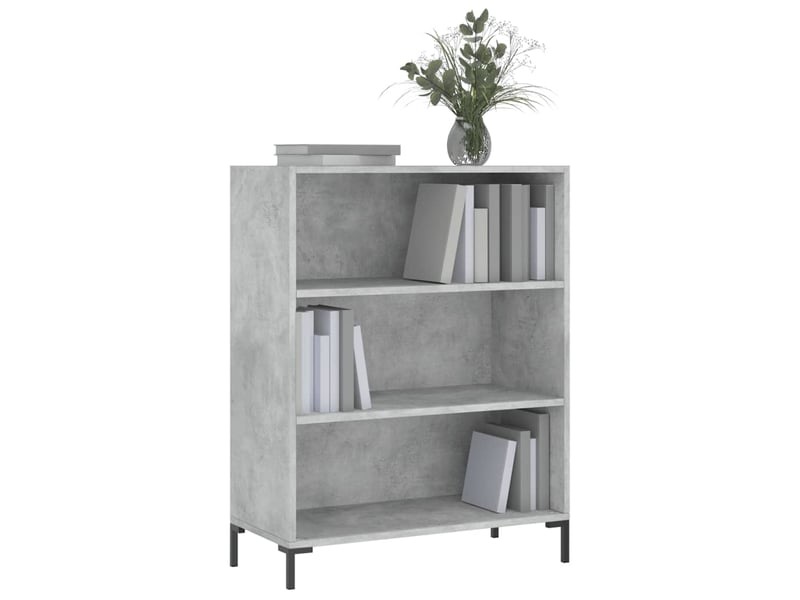  Bibliothèque, meuble de rangement salon gris béton 69,5x32,5x90 cm bois d'ingénierie  - Conforama C