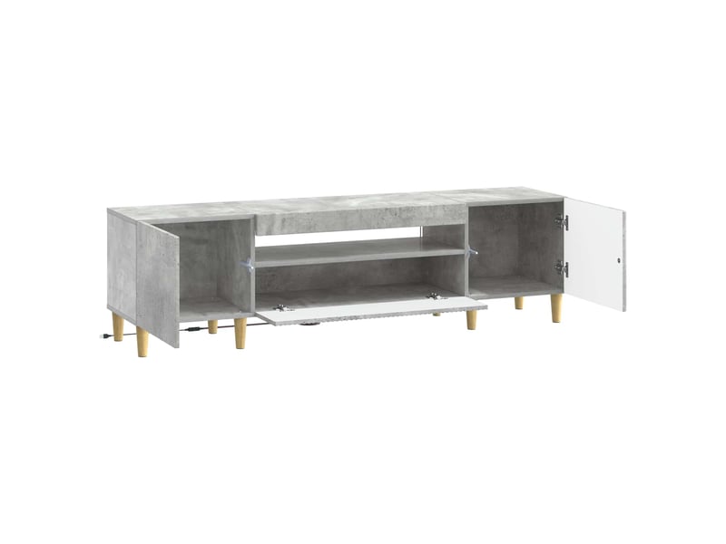  Meuble tv - banc tv - meuble de rangement led gris béton bois d'ingénierie  - Conforama E