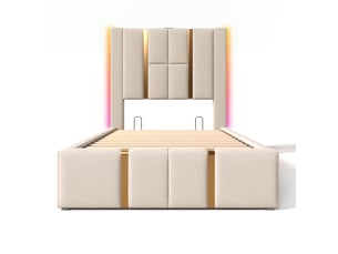 Lit coffre 90x200 cm coloris beige